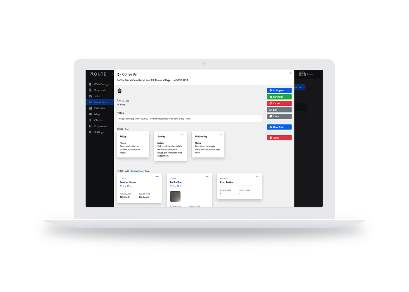 Route Inspection Builder Screens