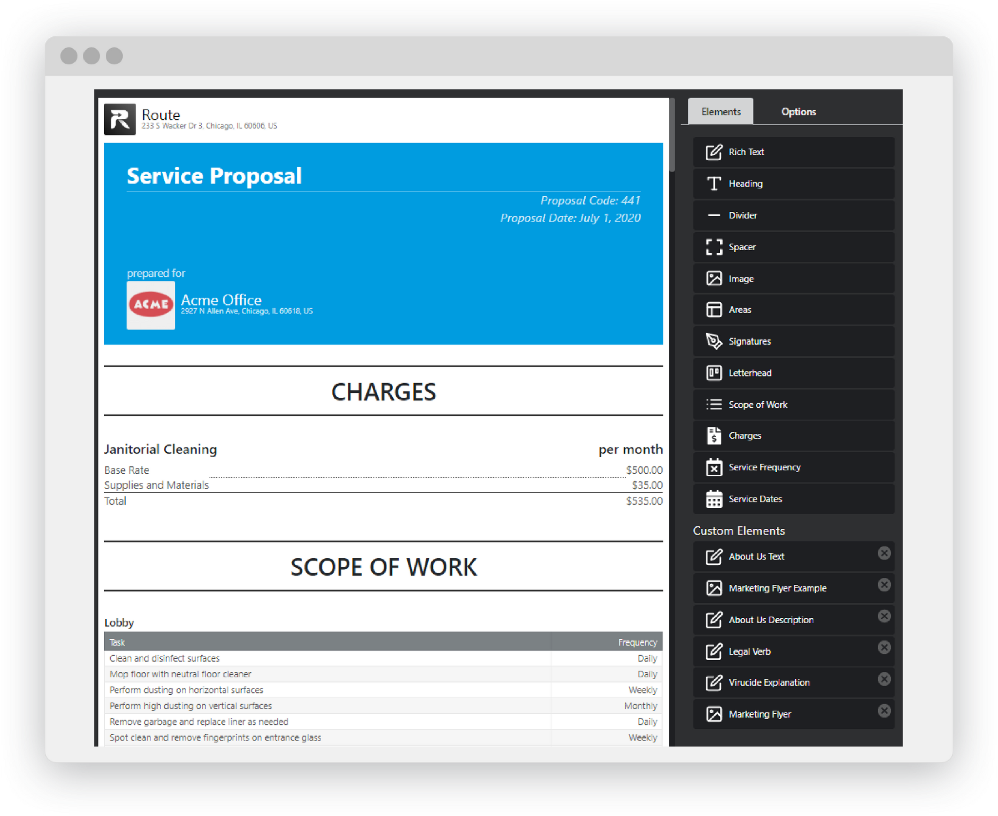 Route Proposal Generator Screen